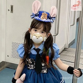 P45I 【臺灣出貨】cosplay兔子硃迪瘋狂動物城頭飾兒童耳朵帽子髮夾可愛甜美兔髮飾