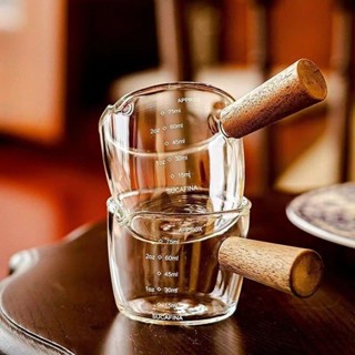 玻璃量杯 玻璃刻度杯✨咖啡量杯冷萃取杯子高檔精緻濃縮咖啡液盎司小奶盅器具帶刻度玻璃