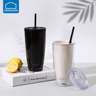 【7柒】【爆品】樂扣LocknLock水杯 雙層吸管杯 AS食品級塑膠水杯 奶茶杯 咖啡杯