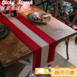 臺灣發出聖誕桌布 派對裝飾廚房長 聖誕紅色桌布 新年桌墊 流蘇 長 耶誕裝飾 耶誕蓋巾 紅色喜慶桌布 棉麻