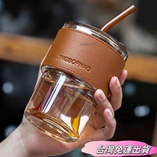 🚛24H出貨🚛🔥爆款網紅竹節杯 ins高顔值帶杯 蓋吸管玻璃杯咖啡杯牛奶杯女生 XBKJsdfs