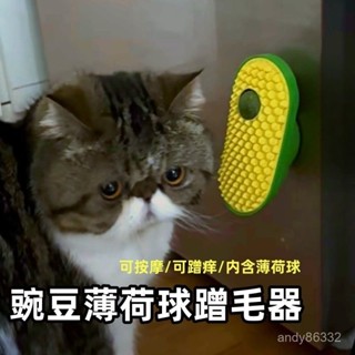 2025臺灣熱賣爆款桃園出貨寵物用品爆款豌豆薄荷球蹭毛器貓咪解悶自嗨自行撓癢癢按摩貓玩具