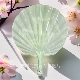 仿玉扇子 自帶涼感 新款中國風手持扇輕奢仿玉色貝殼扇風超大耐用型蒲扇加厚夏季家用 小渝精品7