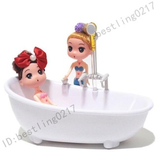 夏天戲水電動噴水浴缸玩具女孩過傢傢美人魚洗澡洗澡芭比娃娃配件 浴缸玩具 兒童洗澡玩具 戲水玩具