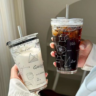 臺灣發貨 ins 吸管杯 杯子 飲料 玻璃杯 吸管杯 環保杯 耐高溫 隨手杯 果汁 少女心水杯杯子隨行杯 刻度水杯玻璃