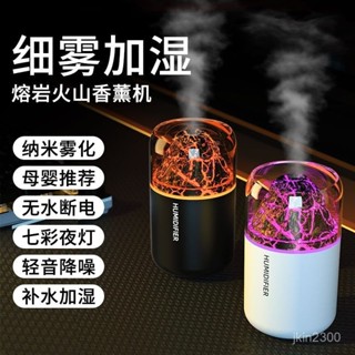 臺灣出貨 車載加濕器熔巖火山香薰機七彩氛圍燈室內桌麵恆濕款