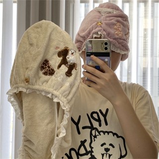 🚀臺灣出貨🚀ins風刺繡愛心蝴蝶結小熊騎馬幹髮帽柔軟加厚吸水速幹浴帽包頭巾