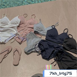 D!韓系高腰遮肚兩件式泳裝 網紅比基尼 泳衣 bikini 純色性感性感比基尼 二件式泳衣 女生泳衣