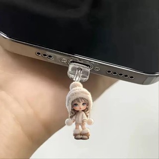 夏日上新🍀臺灣出貨🍀新款小女孩手機防塵塞充電堵頭掛件吊墜蘋果華為安卓type-c通用