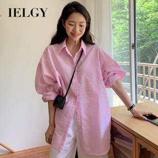 IELGY 韓版chic翻領襯衫女單排扣寬鬆上衣