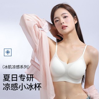 👶🏻新品熱銷🔥 運動內衣 無痕內衣 無鋼圈內衣 夏季超薄山茶花香氛內衣隱形無鋼圈冰絲透氣涼感果凍條軟支撐文胸 AW47