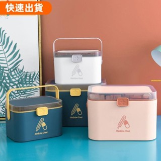⚡優選 小橙子北歐風 雙層藥箱 收納箱 醫藥箱 保健收納籃 藥盒 急救箱 手提醫療箱 儲物盒 藥品收納盒 便攜掛醫療