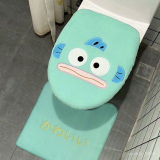 【臺灣熱銷】冬季可愛粘貼式馬桶墊二件套家用毛絨保暖馬桶三件套坐墊坐便器套