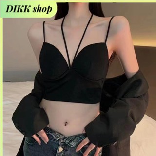 DIKK shop🎀韓版性感無痕冰絲女生背心深V薄款美背內衣無鋼圈軟支撐舒適加寬下圍防上滑不捲邊乳膠一體杯裹胸吊帶上衣