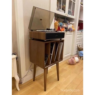 【歐雅生活館】實木留聲機底座櫃黑膠唱片收納櫃客廳臥室簡約風高階音樂裝置物架-OY