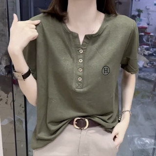 臺灣優品夏季新款小衫短袖上衣純色簡約大碼韓版彈力T恤女 短袖T恤 寬鬆大尺碼短袖上衣 中年媽媽裝 休閒T恤 夏季短袖