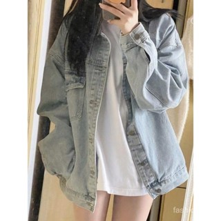 💛限時下殺💛2025美式複古春秋新款牛仔外套女 小眾寬鬆百搭襯衫 上衣 小個子穿搭 復古水洗棉牛仔外套女 長袖外套 薄款