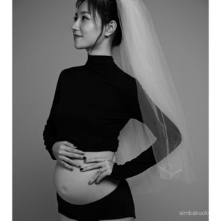 🔥48H出貨 孕婦照 孕婦寫真 黑色孕婦裝 套裝 孕婦內衣寫真 影樓 露肩 男女情侶藝術照 孕婦婚紗
