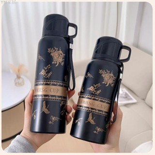 🌺熱銷免運🌺新款白色梔子花保溫杯高顏值帶茶漏咖啡杯戶外旅行大容量隨行水杯