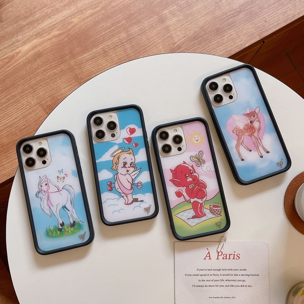 原廠限量免運 有正版盒子歐美風Wildflower愛心小天使適用iphone16pro max蘋果16plus小惡魔