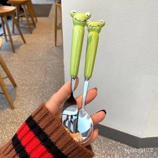 特價促銷🎀卡通勺子可愛ins風不銹鋼筷子叉青蛙勺子高顔值學生兒童家用餐具