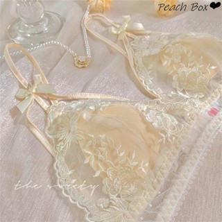 日系美衣👙春時花宴~新款日系內衣女性感純欲超薄款大胸顯小胸夏季文胸套裝蜜桃匣子🍑