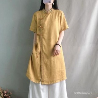 臺灣熱賣 漢唐時代 荷風夏晚 女裝 女上衣 禪道院 禪風 新中式 民族風 清冷感 棉麻 寬鬆大碼 女裝 春夏女裝 中國風