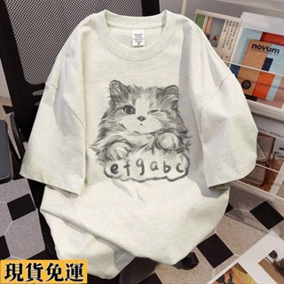 【🚚低價🚚】限時熱賣 純棉 t恤 短袖上衣設計感上衣女生Kitty印花 t恤韓係衣服流行衣服純棉短袖t恤寬鬆下半身失