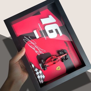 法拉利 F1週邊賽車模型 勒剋萊爾簽名收藏相框 男生禮物 3d立體裝飾畵框 T3BT