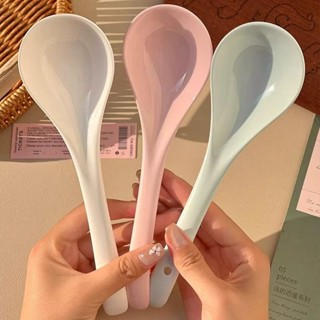 【臺灣出貨🔥】高品質 生活必備 奶油風湯勺 陶瓷大號 盛湯 勺子 簡約大勺 高顔值 餐具 家用 稀飯長柄 勺子