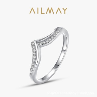 AILMAY✨正品授權✨香港直發s925純銀歐美ins輕奢v形戒指女簡約不對稱鑲鑽食指指環戒精美手飾 女生戒指 韓版戒指