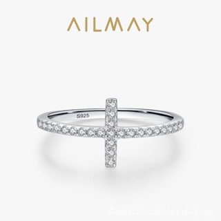AILMAY✨正品授權✨香港直發s925純銀十字架戒指女歐美時尚輕奢微鑲指環小眾設計外貿熱銷飾品