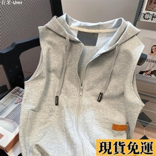 Umi🚗限時免運早春上新無袖衛衣連帽外套女小眾設計感學院風馬夾上衣開衫外穿