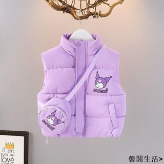 臺灣發貨》2024新款兒童加厚羽絨背心外套庫洛米女童秋冬羽絨無袖背心馬甲背心連帽發熱保暖背心童裝上衣冬季必備