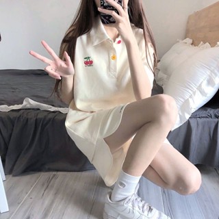 【PING'S🌞】運動 套裝 女 夏季 學生 韓版 寬鬆 顯瘦 時尚 POLO 上衣 短袖 短褲 休閒 兩件套