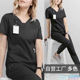 【臺灣倉】工作服 護士服 刷手服 護理服 洗手衣女 口腔醫生工作服 短袖 防皺彈力 手術室手術服 護士服分體 套裝