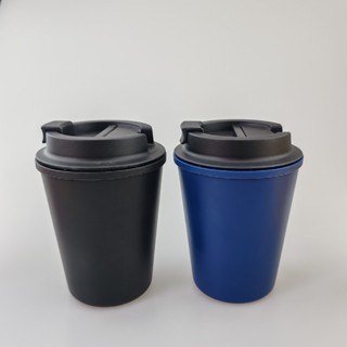 【新品推薦】pp防漏咖啡杯高顏值女按扣雙層防燙塑膠水杯創意拿鐵杯廣告禮品杯