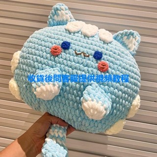 臺灣熱銷🎁diy手工編織貓咪抱枕自製沙發靠枕腰墊送教程工具適合新手材料包