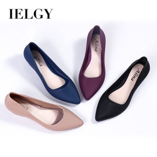 IELGY 塑膠女涼鞋果凍坡跟淺口防滑尖頭平底防滑pvc,推薦一種尺碼