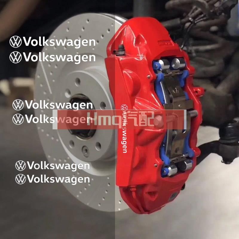 2專用於VOLKSWAGEN 6 件/套汽車剎車卡鉗耐熱貼紙2專用於大眾高爾夫 5 6 7 Polo Passat Bo