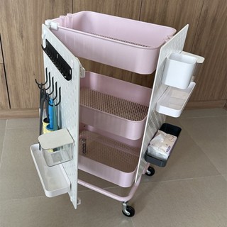 臺灣嚴選適用於宜家拉斯克小推車洞洞闆閤頁連線神器小推車陞級旋轉置物架