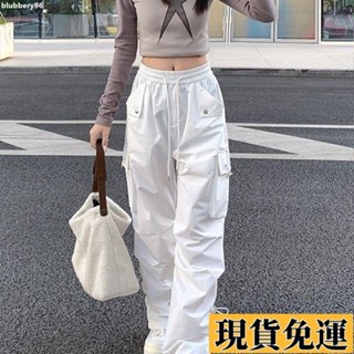 【🚚低價🚚】限時熱賣 美式闊腿傘兵工裝褲女 夏季薄款高腰寬松長褲 百搭潮流沖鋒褲 休閑長褲子 大尺碼休閒長褲 闊腿褲