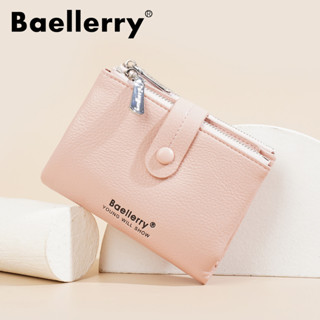 【含稅附發票】新款錢包女士短款baellerry跨境簡約雙拉鏈搭扣零錢包PU軟皮錢夾多卡位信用卡皮夾硬幣口袋零錢包
