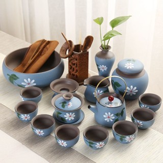 【新店福利價】陶瓷功夫茶具套裝手繪家用簡約蓋碗喝茶壺茶帶盤紫砂現代整套組杯