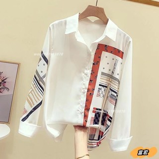 韓式雪紡襯衫 大碼襯衫 不對稱圖案上衣woo0921913878