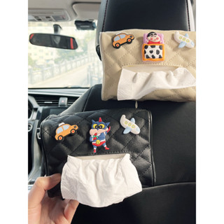 【新款上市】可愛蠟筆小新車載紙巾盒卡通汽車掛式扶手箱遮陽板紙抽盒車內裝飾