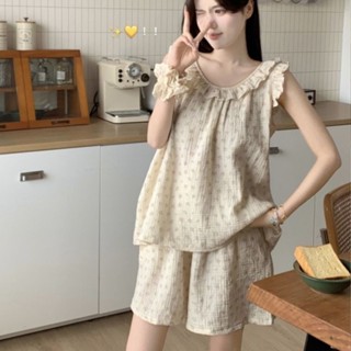 SY 甜美少女花季小碎花吊帶睡衣夏季新款背心短褲學生宿捨家居服套裝