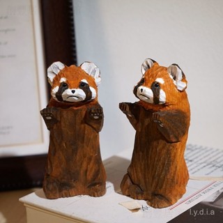 🎁小浣熊擺件 手工木鵰小擺件 桌麵裝飾品 玄關擺件 客廳擺件 桌麵擺件 裝飾擺件 造型擺件 辦公室擺件 書桌擺件 小擺件