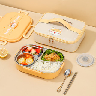 【新品推薦】304不銹鋼分格保溫飯盒餐盤學生可愛密封便當盒微波爐午餐盒
