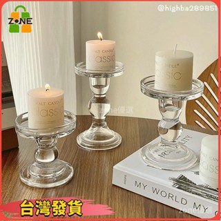【限時下殺】ins法式羅馬立柱玻璃燭臺 復古vintage擺件房間軟裝飾簡約咖啡店 韓風水晶燭臺 療愈 浪漫 拍照道具2